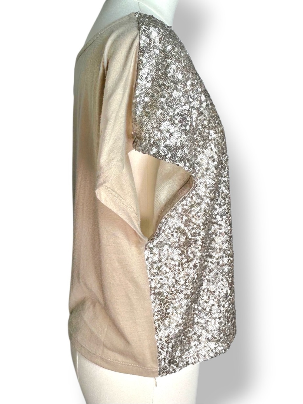 4/$20 Xhilaration Silver Sequin Short Sleeve Top Blouse Party Sparkle Small - Picture 5 of 8